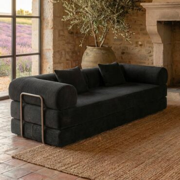 Saltsjöbaden 3-Sitzer Convertible & Modular Sofa - Schwarzer Kordsamt