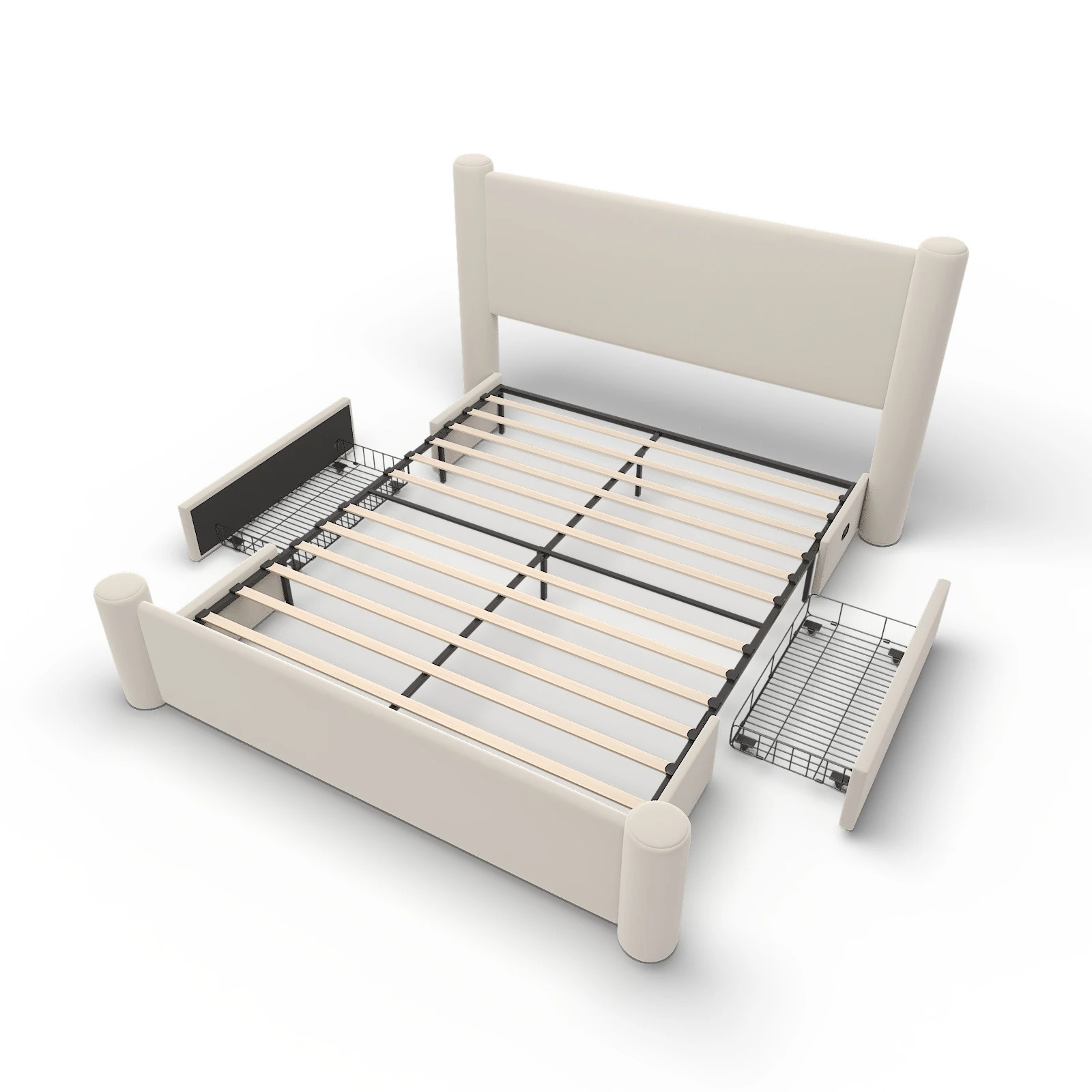 Roskilde Bed 160x200 cm with Storage – Beige Velvet – Bild 5