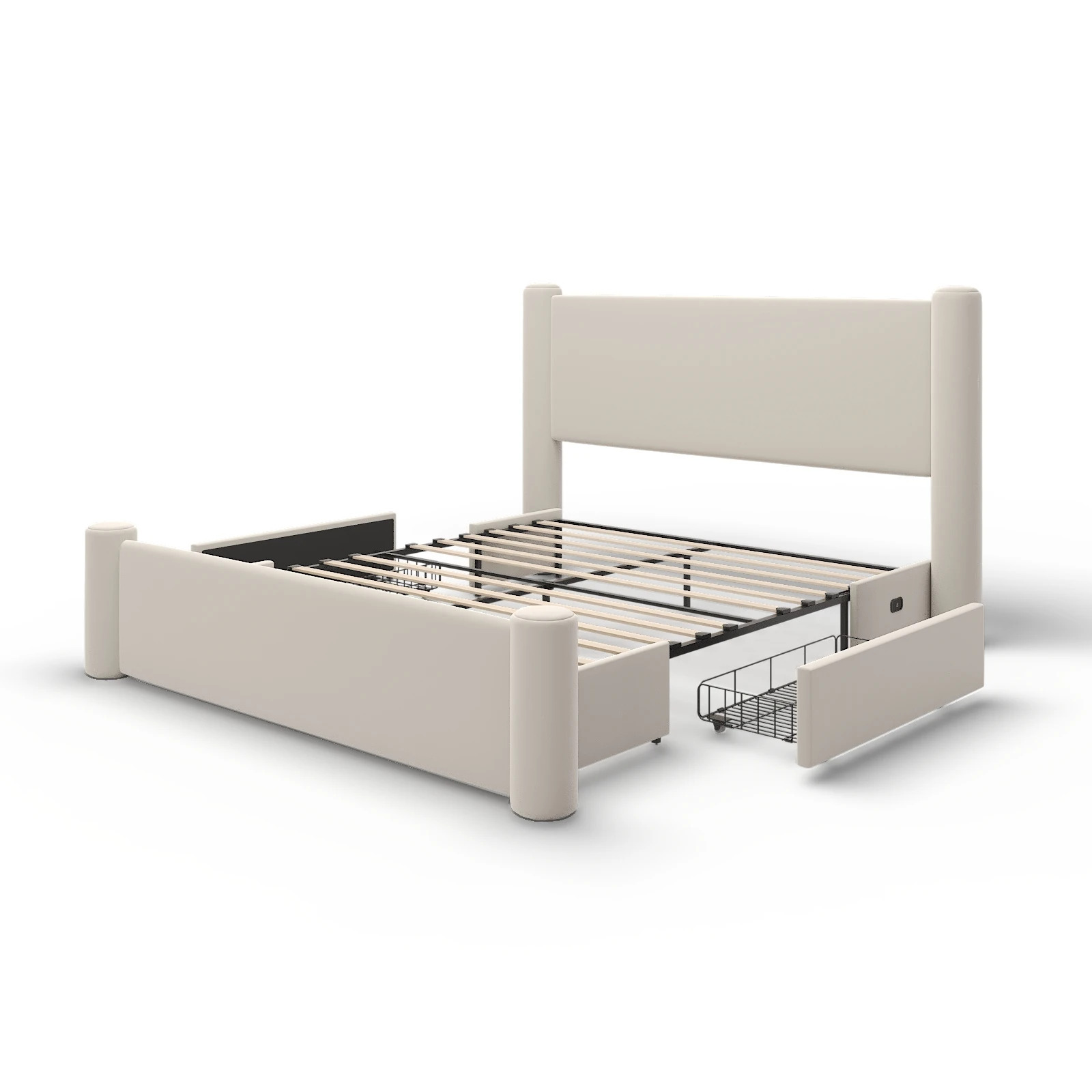 Roskilde Bed 160x200 cm with Storage – Beige Velvet – Bild 6