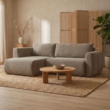 Arendal Ecksofa - linksseitig - 4 Sitzer - heller Taupe Cord
