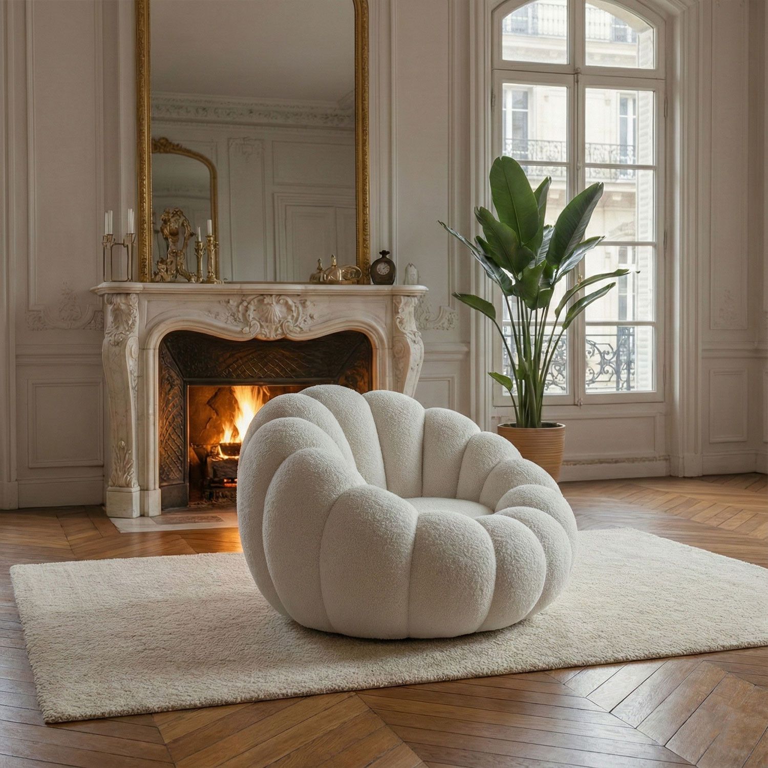 Horsens – Shell Design, Cream Bouclé Fabric – Bild 3