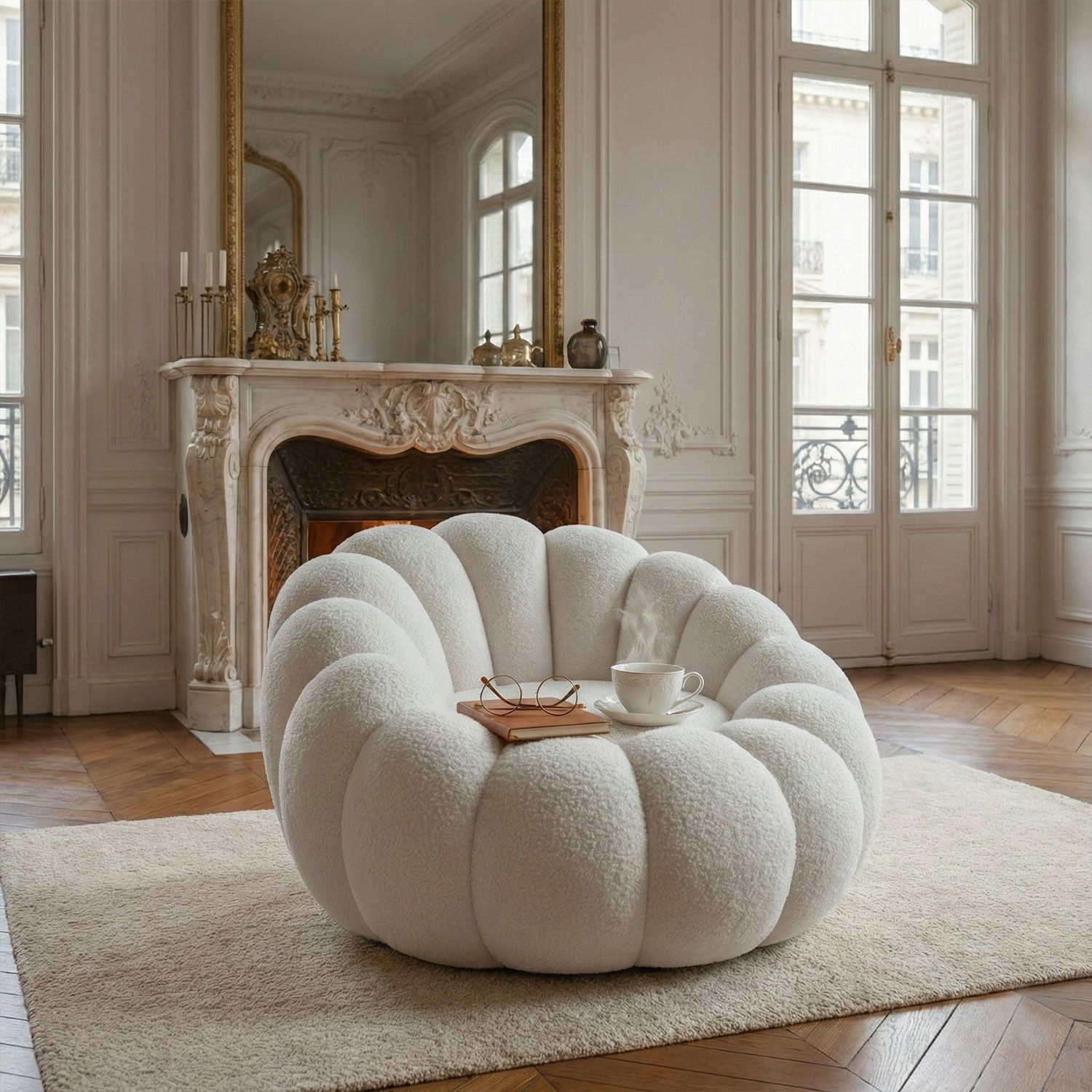 Horsens – Shell Design, Cream Bouclé Fabric – Bild 6
