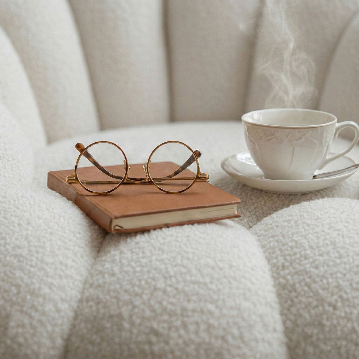 Horsens – Shell Design, Cream Bouclé Fabric – Bild 8