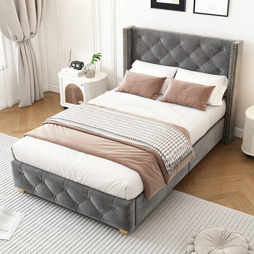 Odense Single Bed 90x200 cm – Velvet with Sturdy Frame – Bild 2