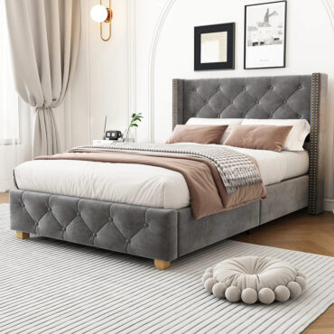Odense Einzelbett 90x200 cm - Samt mit stabilem Rahmen