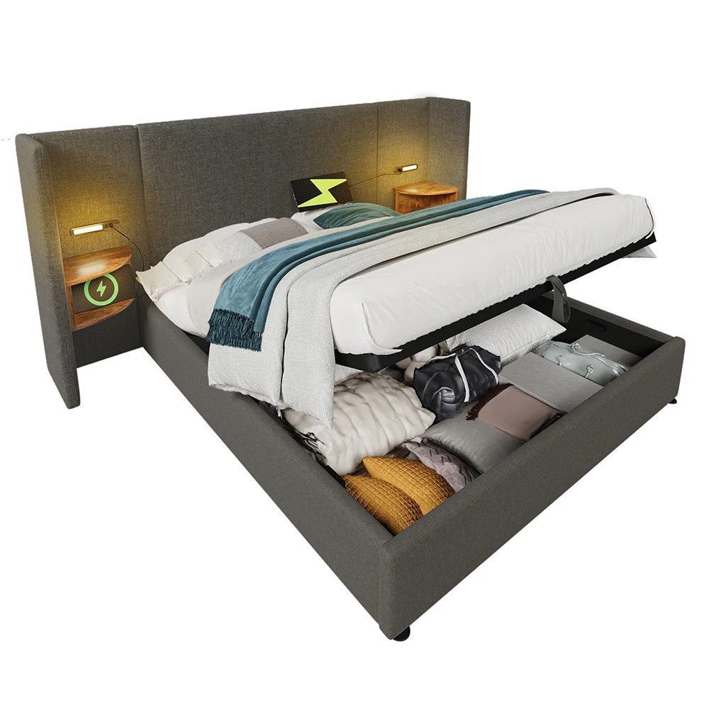 Taastrup Double Bed 180x200 cm with Storage, LED Lighting, and USB-C – Bild 4