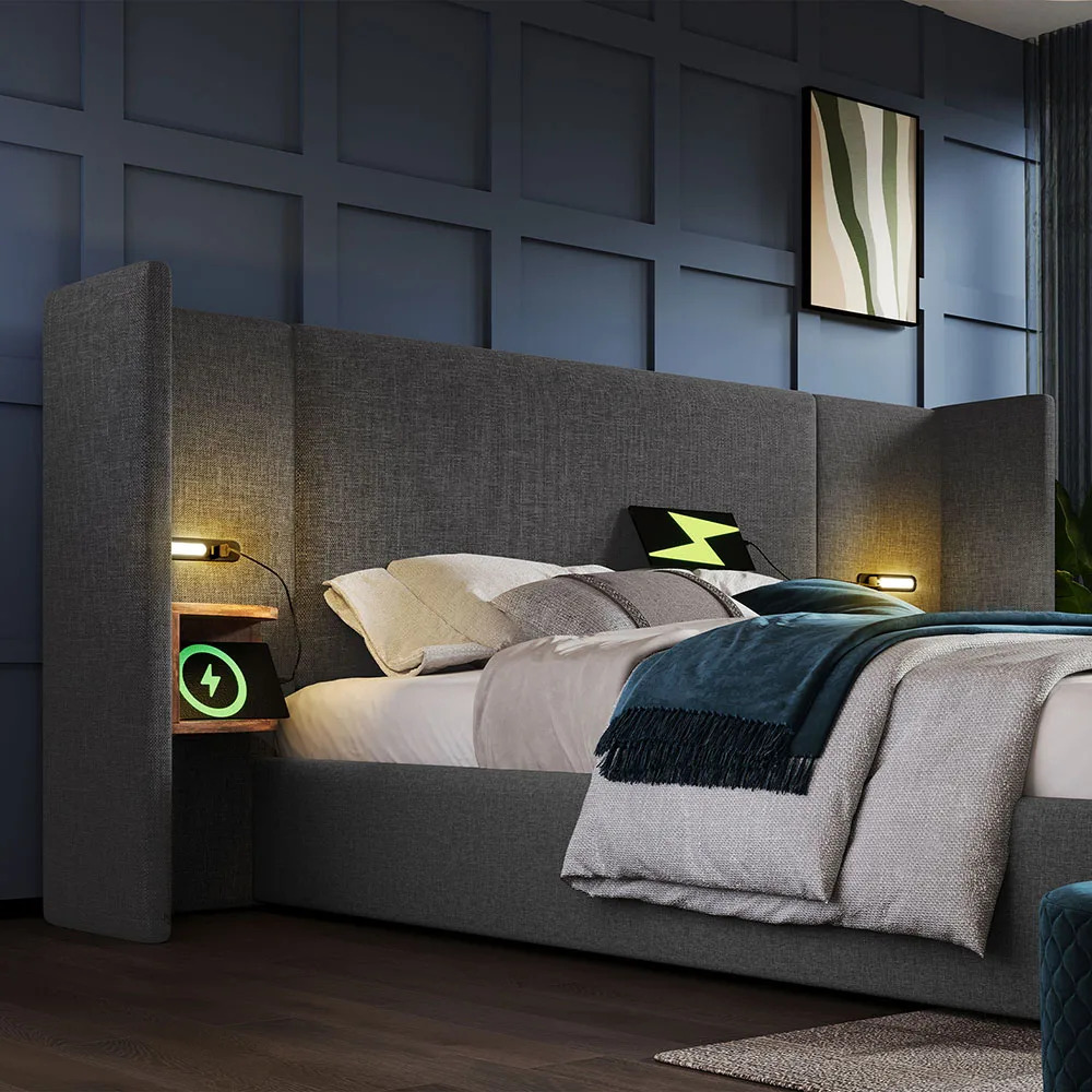 Taastrup Double Bed 180x200 cm with Storage, LED Lighting, and USB-C – Bild 2