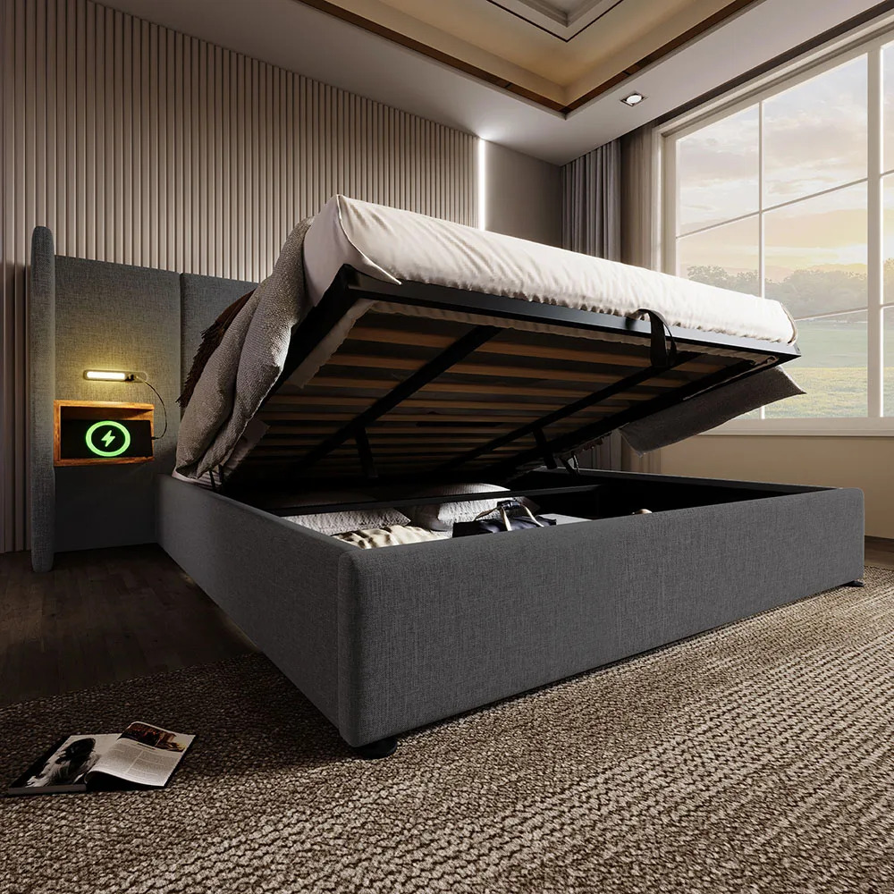 Taastrup Double Bed 180x200 cm with Storage, LED Lighting, and USB-C – Bild 6